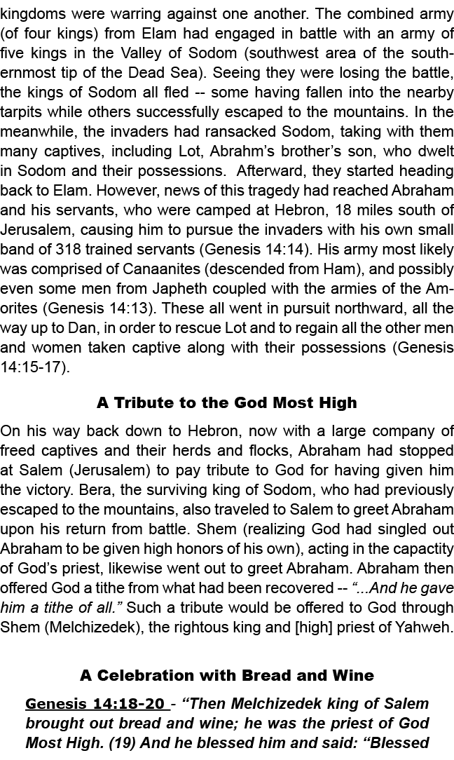 kingdoms were warring against one another. The combined army (of four kings) from Elam had engaged in battle with an ...