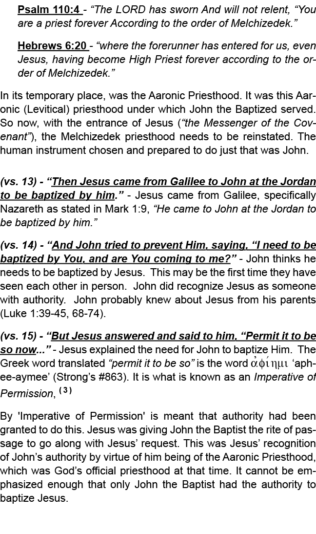 Psalm 110:4 “The LORD has sworn And will not relent, “You are a priest forever According to the order of Melchizedek....