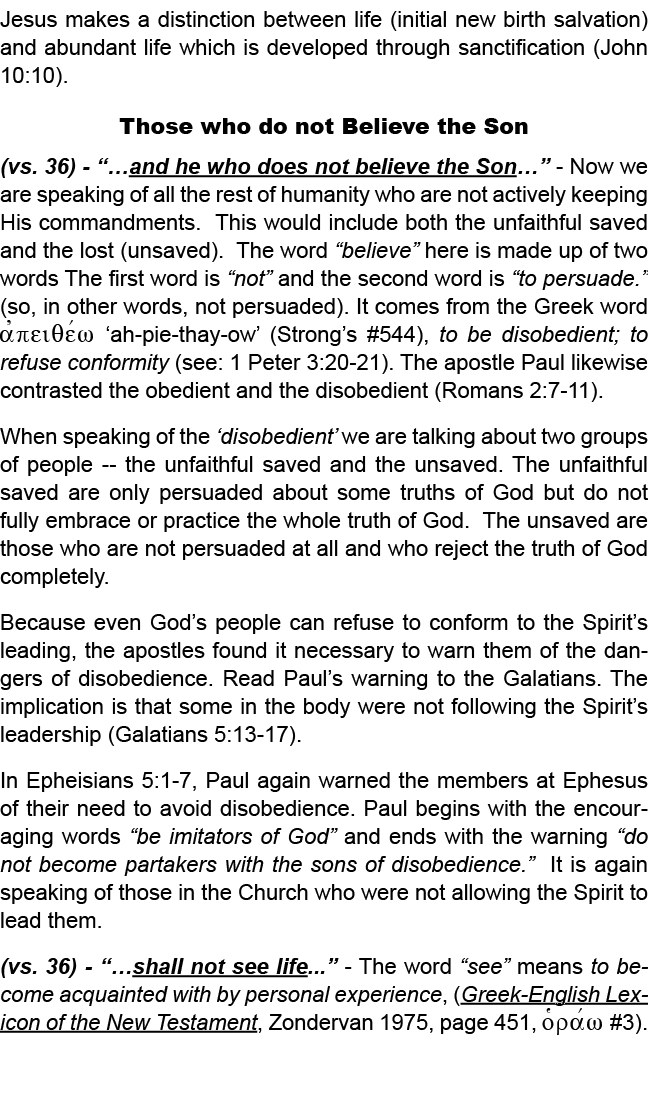 Jesus makes a distinction between life (initial new birth salvation) and abundant life which is developed through san...