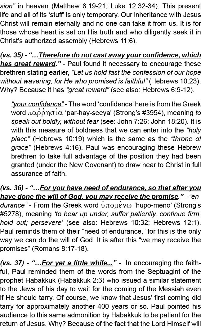 sion” in heaven (Matthew 6:19 21; Luke 12:32 34). This present life and all of its ‘stuff’ is only temporary. Our inh...