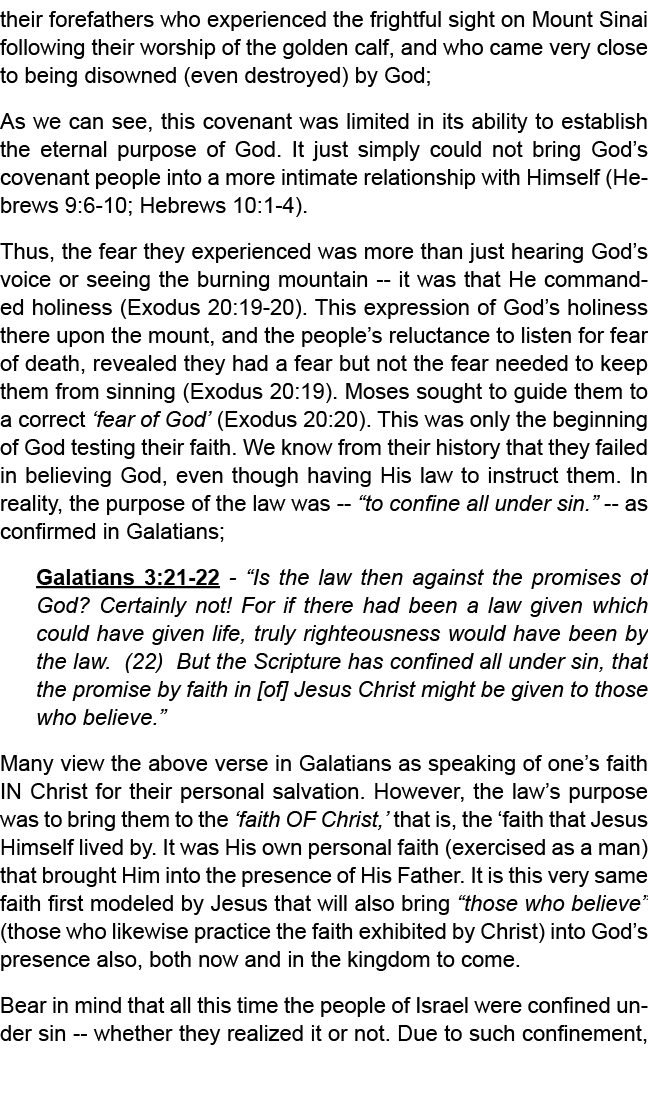 their forefathers who experienced the frightful sight on Mount Sinai following their worship of the golden calf, and ...