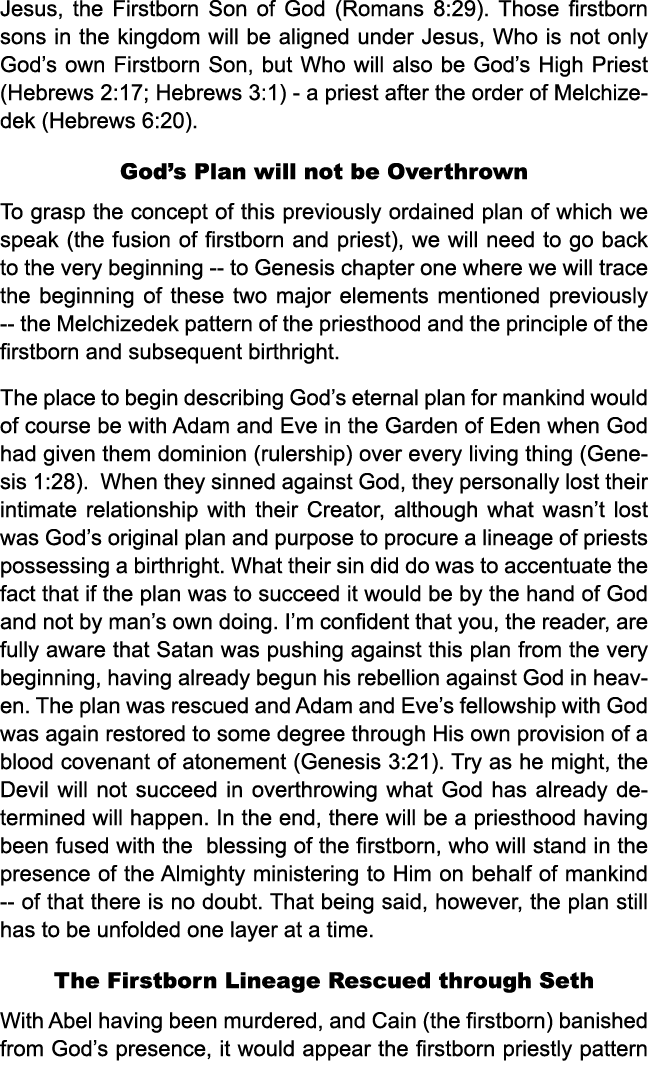 Jesus, the Firstborn Son of God (Romans 8:29). Those firstborn sons in the kingdom will be aligned under Jesus, Who i...