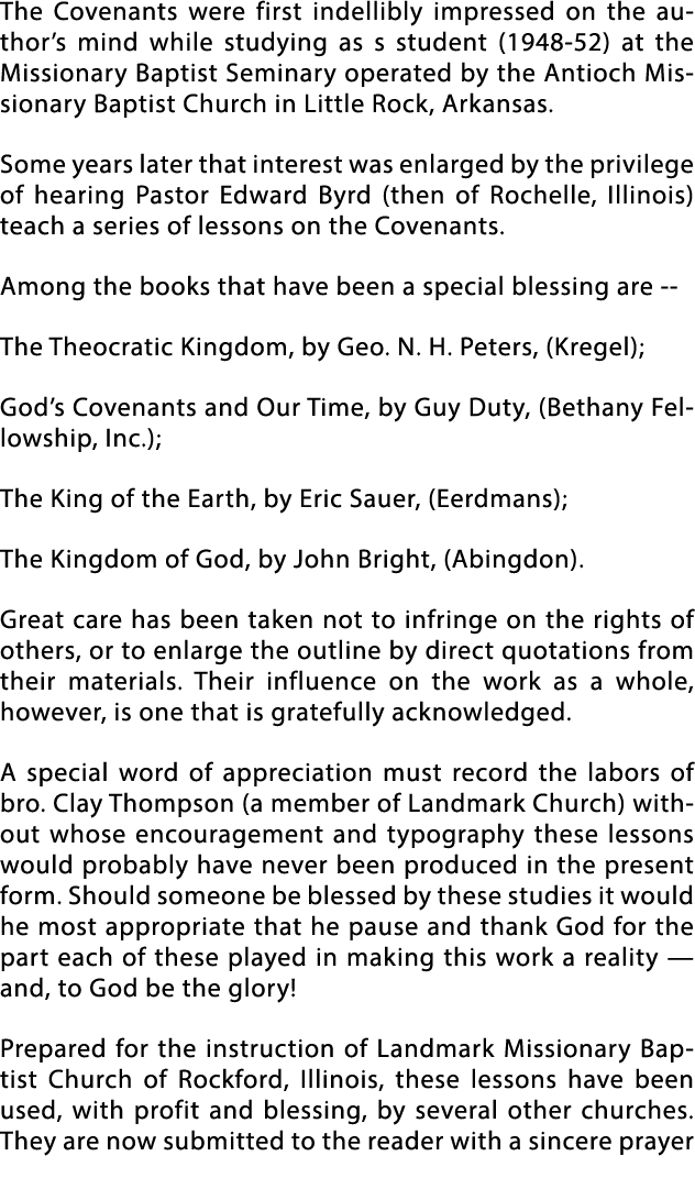 The Covenants were first indellibly impressed on the author s mind while studying as s student (1948-52) at the Missi   