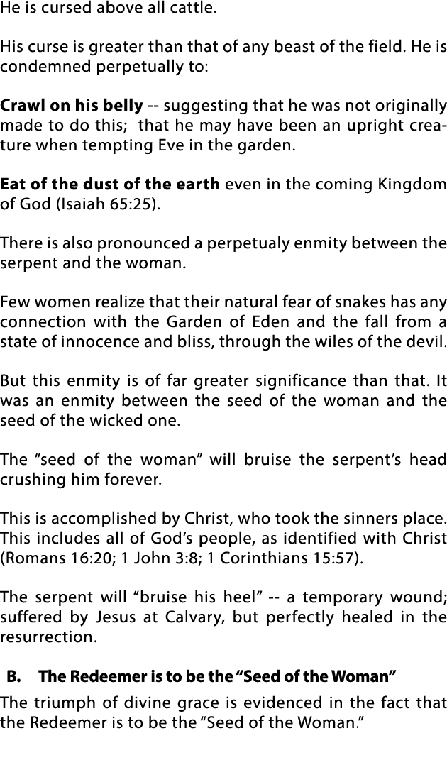 He is cursed above all cattle  His curse is greater than that of any beast of the field  He is condemned perpetually    