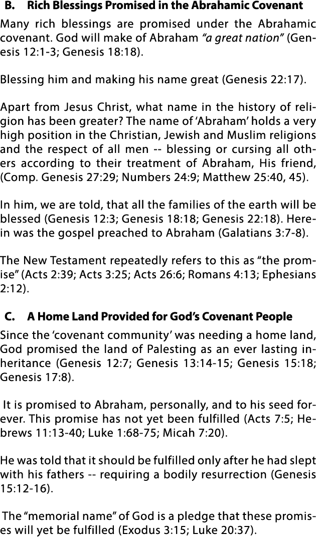 B  Rich Blessings Promised in the Abrahamic Covenant Many rich blessings are promised under the Abrahamic covenant  G   