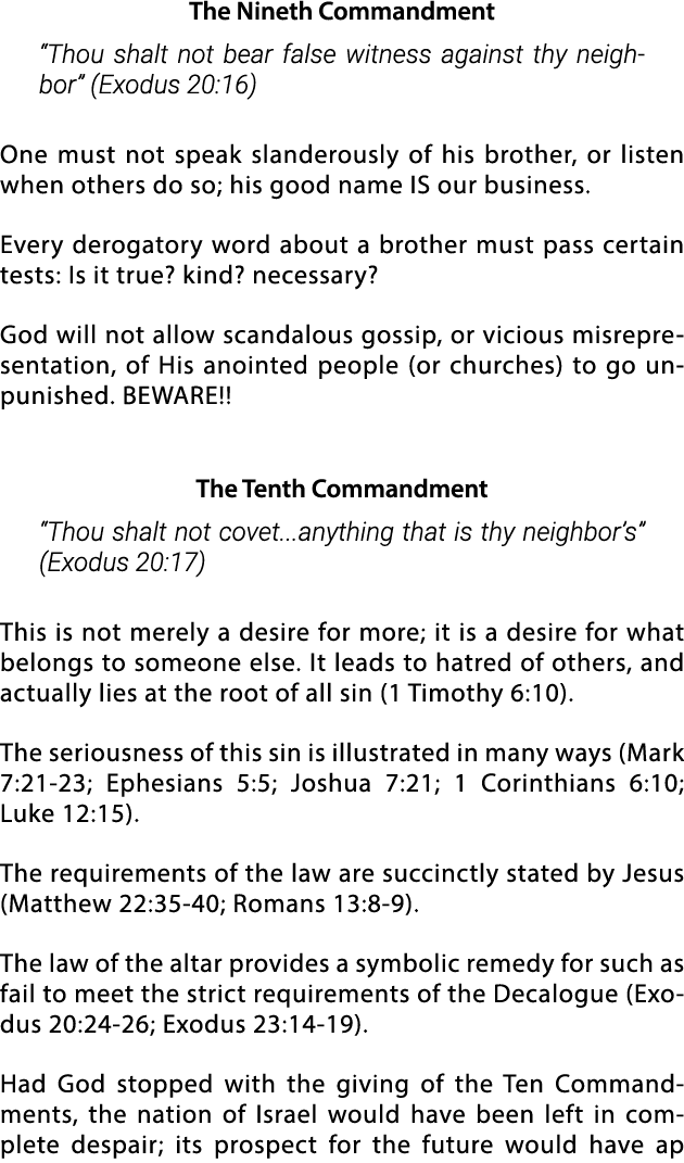 The Nineth Commandment  Thou shalt not bear false witness against thy neighbor  (Exodus 20:16) One must not speak sla   