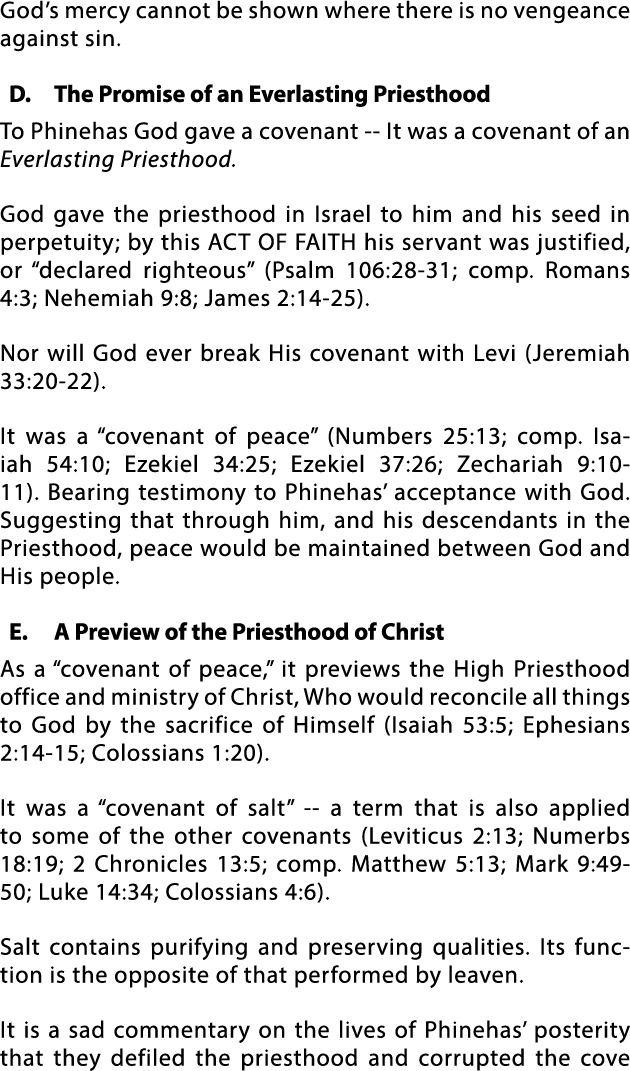 God s mercy cannot be shown where there is no vengeance against sin  D  The Promise of an Everlasting Priesthood To P   