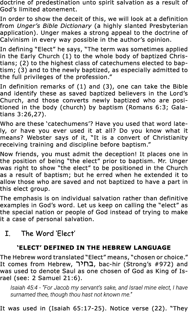 doctrine of predestination unto spirit salvation as a result of God s limited atonement  In order to show the deceit    