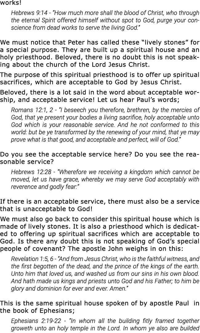 works  Hebrews 9:14 -  How much more shall the blood of Christ, who through the eternal Spirit offered himself withou   