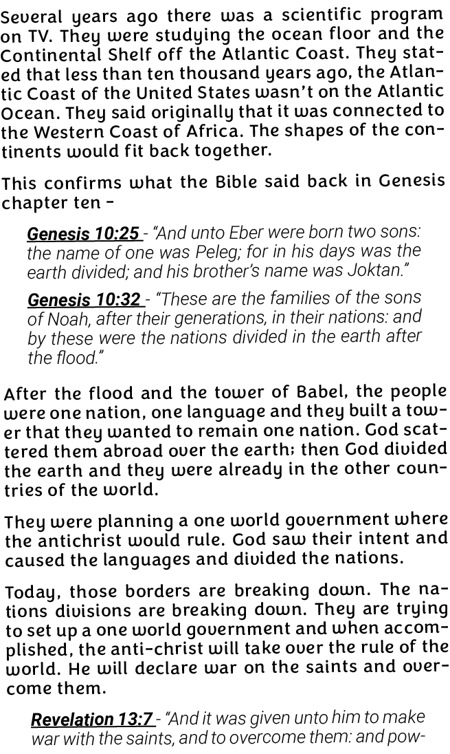 Several years ago there was a scientific program on TV  They were studying the ocean floor and the Continental Shelf    