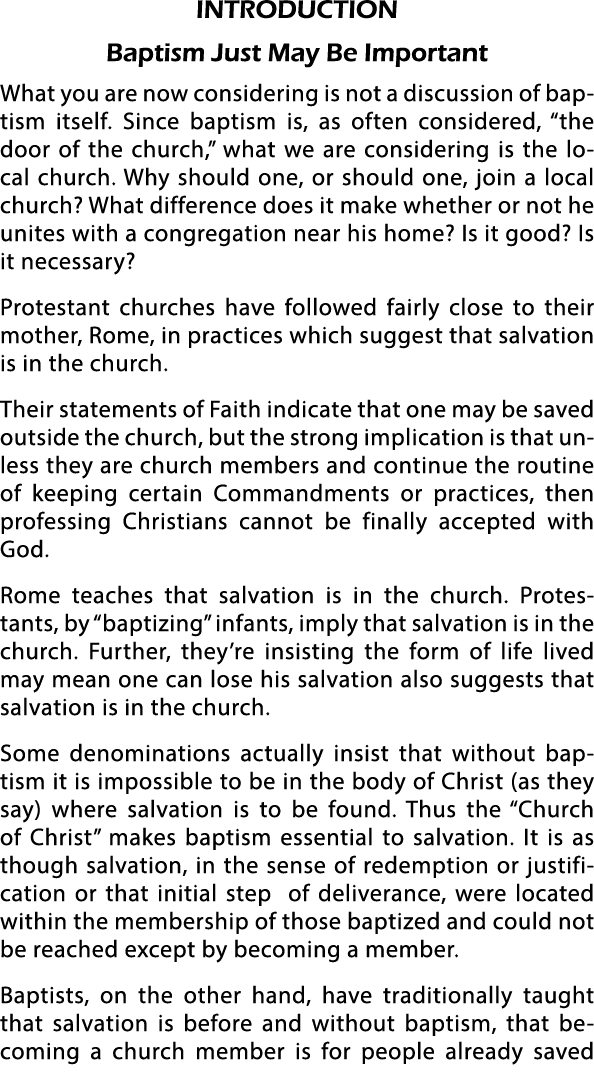 INTRODUCTION Baptism Just May Be Important What you are now considering is not a discussion of baptism itself  Since    