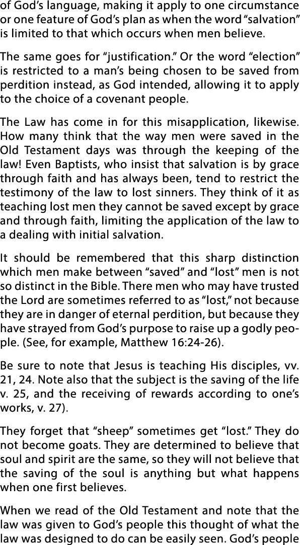 of God s language, making it apply to one circumstance or one feature of God s plan as when the word  salvation  is l   
