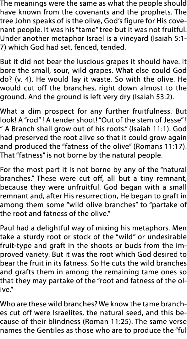 The meanings were the same as what the people should have known from the covenants and the prophets  The tree John sp   