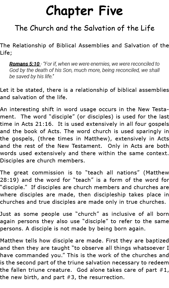 Chapter Five The Church and the Salvation of the Life The Relationship of Biblical Assemblies and Salvation of the Li   