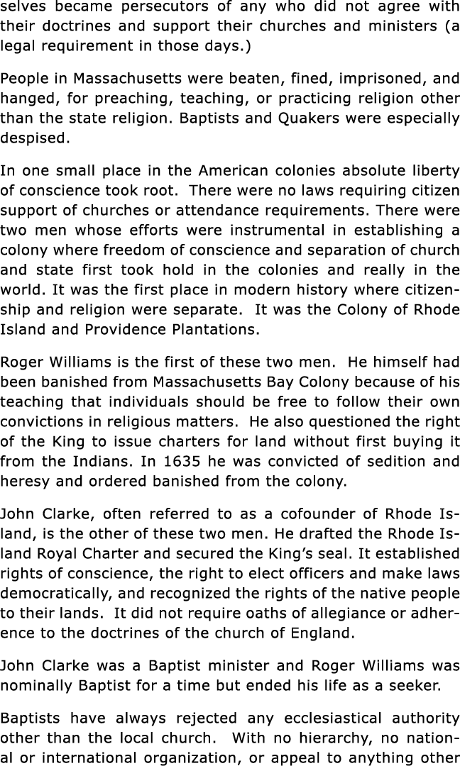selves became persecutors of any who did not agree with their doctrines and support their churches and ministers (a l   